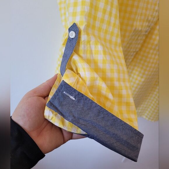 Tommy Hilfiger Yellow Gingham Cotton Blouse Button Top Plus Size 3X Lightweight - Picture 7 of 9